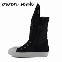 owen seak men shoes high top lace up luxury sneaker trainers mesh casual sandals brand zip flats summer shoes black big size