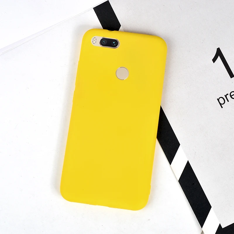 Чехол для телефона Xiaomi Mi A1 5X A2 6X 6 8 SE Mix 2 2S Max 3 Pro Note Простой Желтый однотонный мягкий