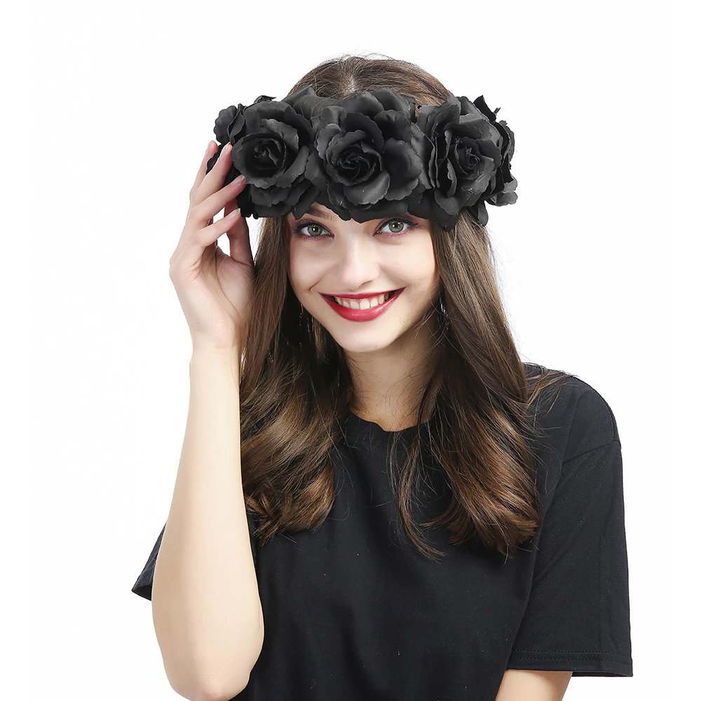 Женская Цветочная повязка на голову с крупными розами |