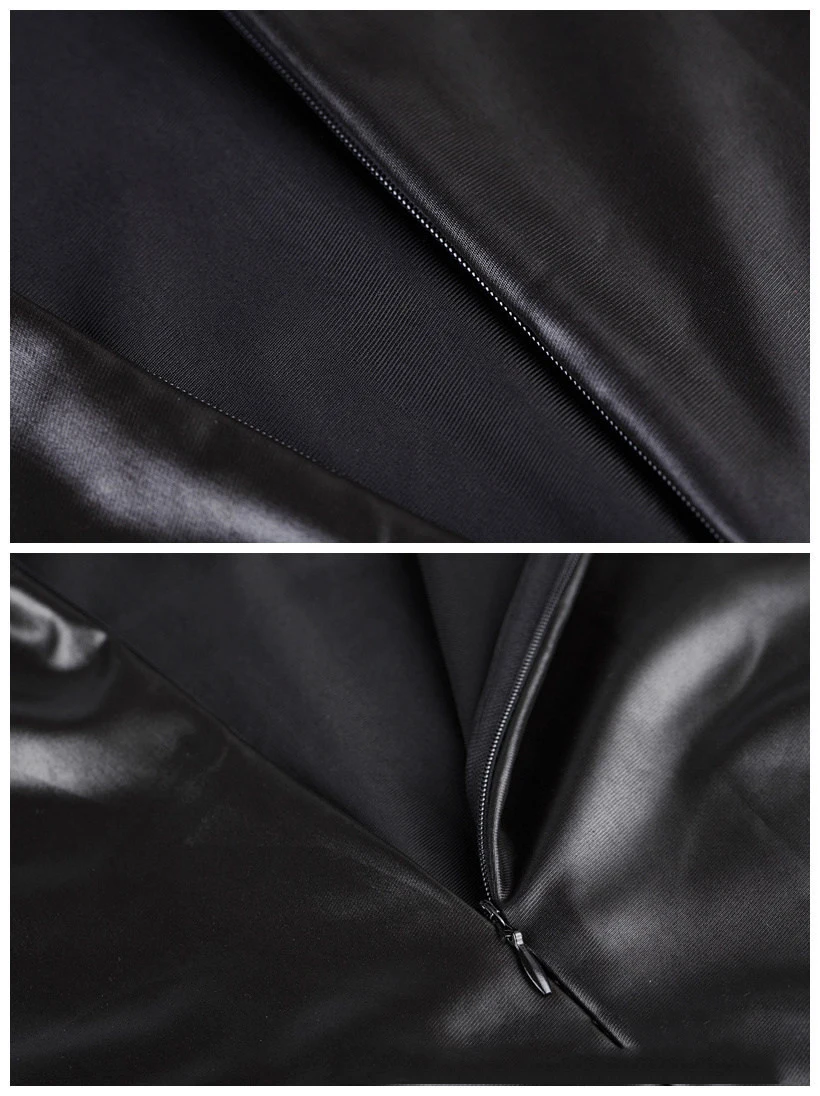 M-XXL размера плюс долл. эротический женский пеньюар из искусственной кожи Латекс с