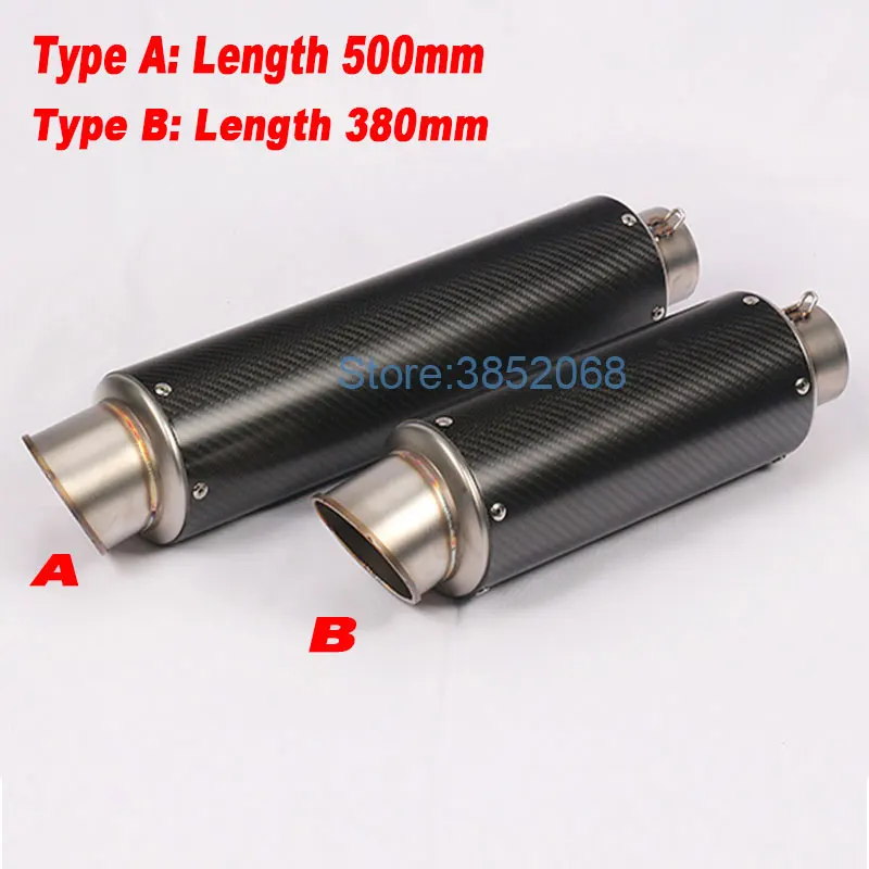 Universal inlet 61mm Motorcycle Muffler Motobike Full Carbon Fiber Escape Moto Scooter Exhaust Fit for ZX6R Z800 | Автомобили и
