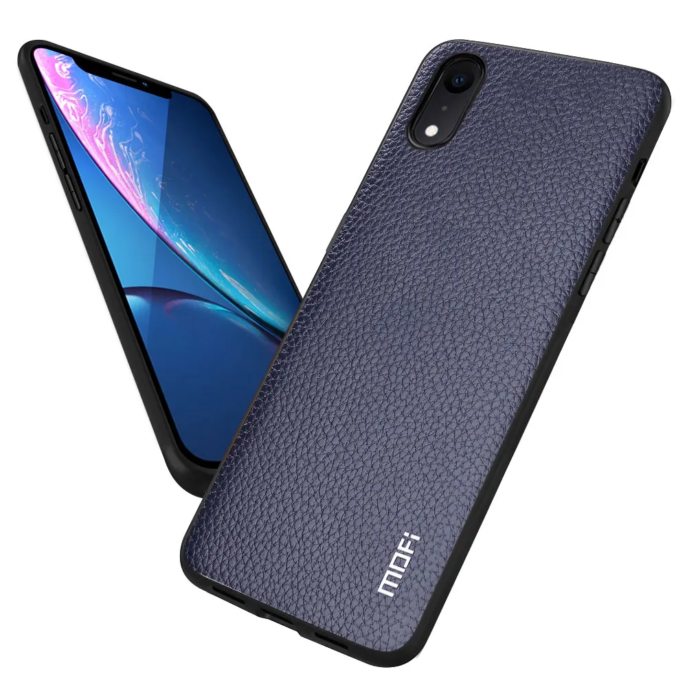 Blue MOFi задняя крышка для Apple iPhone XR чехол для iPhone XR корпус для Apple XR высокое качество полуобернутый из искусственной кожи Fundas Coque - Цвет: Blue