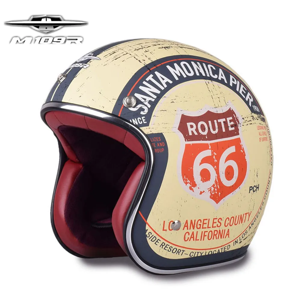 Route66 M109R Ретро Чоппер мотоциклетный шлем 3/4 с открытым лицом винтажный шлем мото шлем Casco Motocicleta Capacete шлемы - Цвет: Route66