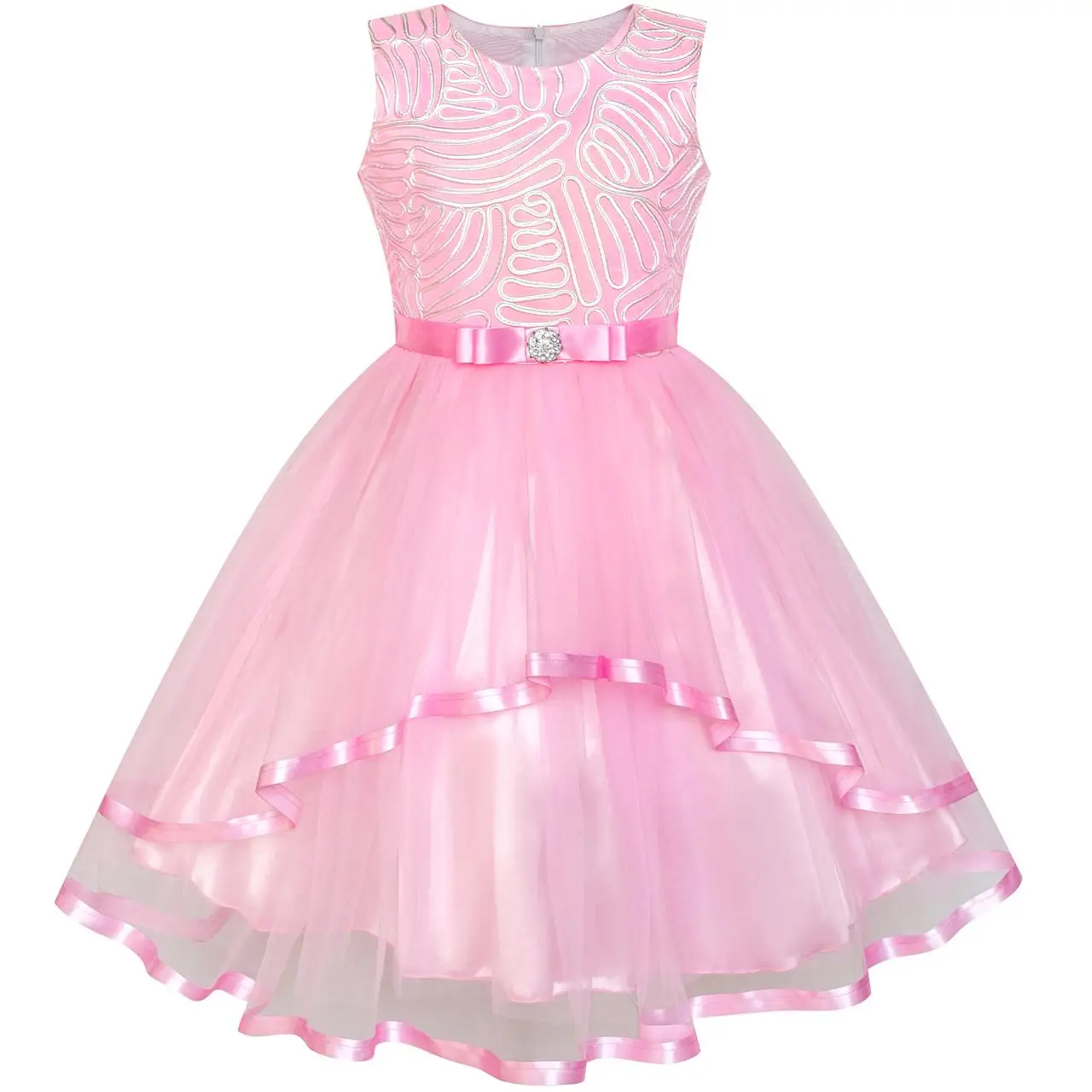 Sunny Fashion платья для девочек новогодние костюмы Цветок Девушка Платье Розовый
