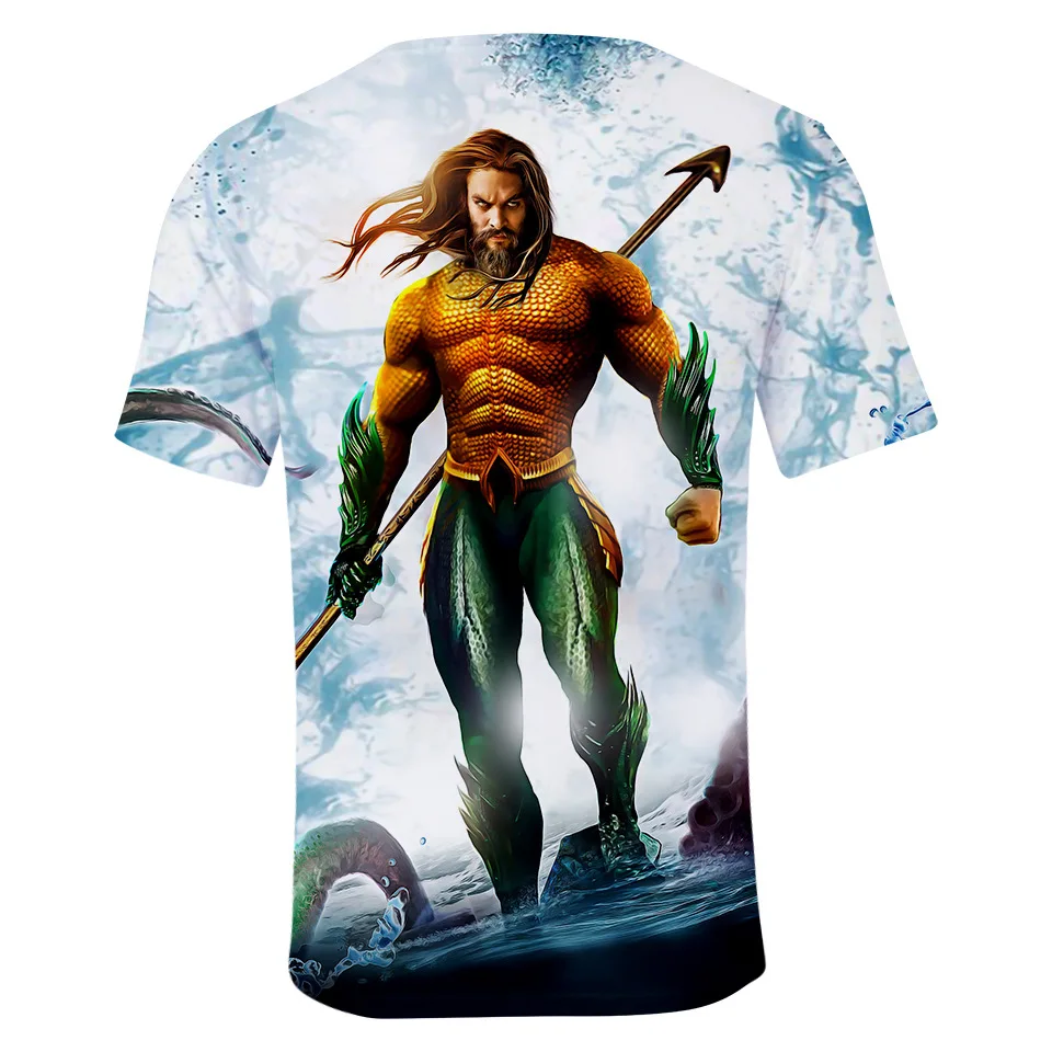 Aquaman серия Повседневная свободная Мужская футболка большого размера летняя с