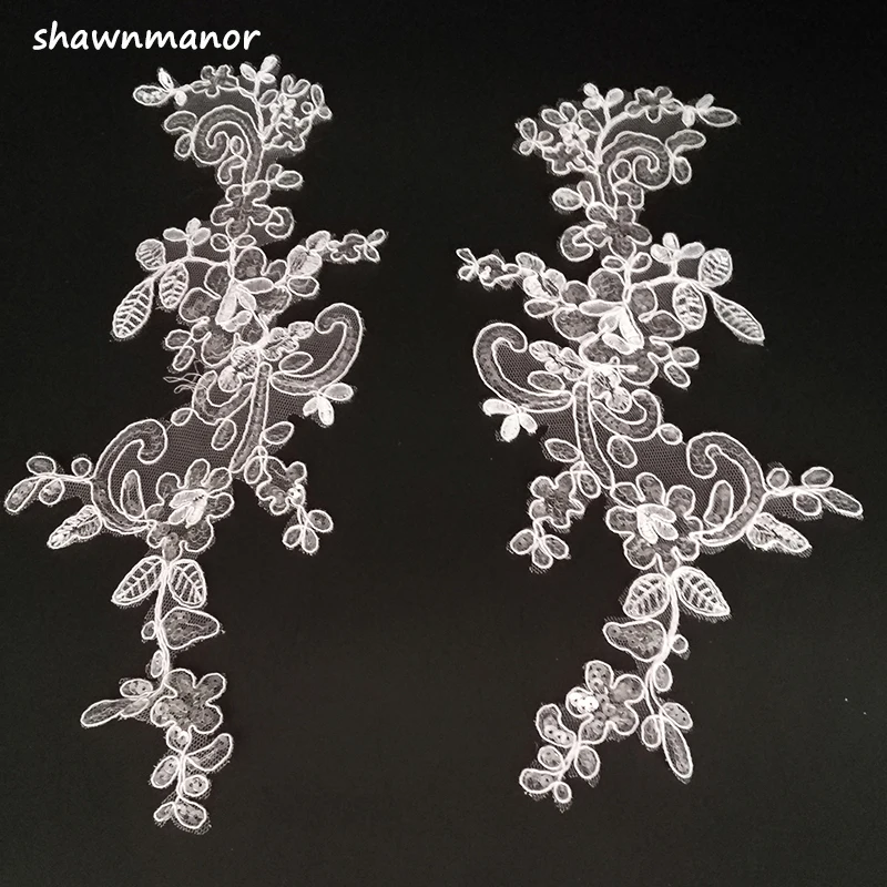 4 шт. = 2 пары Кружевная аппликация с блестками для свадебного платья | Дом и сад