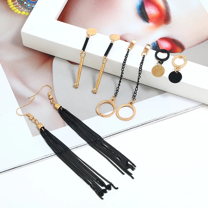 5 пар/компл. Модные ботильоны с кисточками круглые Висячие Комплект сережек для