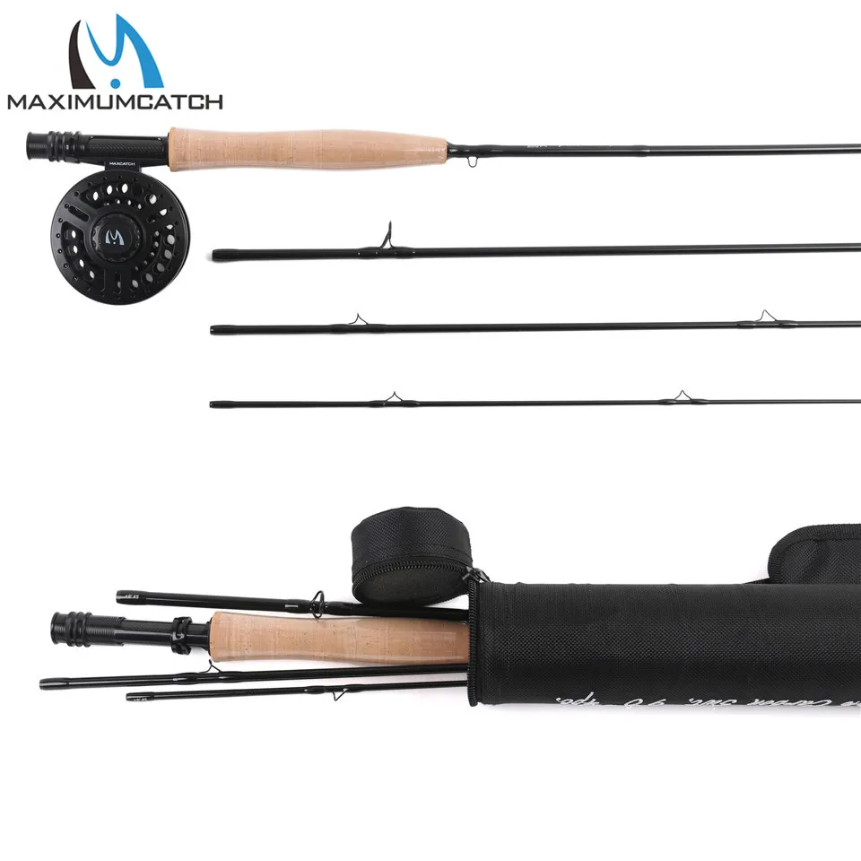 Maximumcatch Топ Класс 5WT Fly род 9FT углерода Волокна быстрое действие Black Star Рыбная ловля