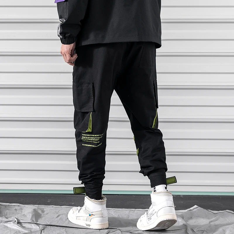 

2020 Spring New Mens Joggers Pants Velcro Design Casual Harem Pants Men Cotton Side-pocket Solid Streetwear Men Sweatpants