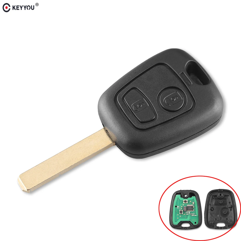 KEYYOU 2 кнопки 433 Мгц дистанционный Автомобильный ключ без ключа для peugeot 307 Citroen C1 C3 Автомобильный ключ VA2 лезвие с PCF7961 чип