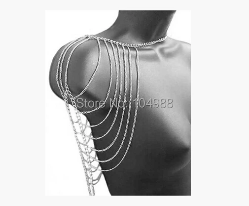

NEW ARRIVALS STYLE B521 WOMEN FASHION SILVER COLOUR BODY CHAINS SHOULDER JEWELRY MULTI-LAYERS BODY JEWELRY 3 COLORS