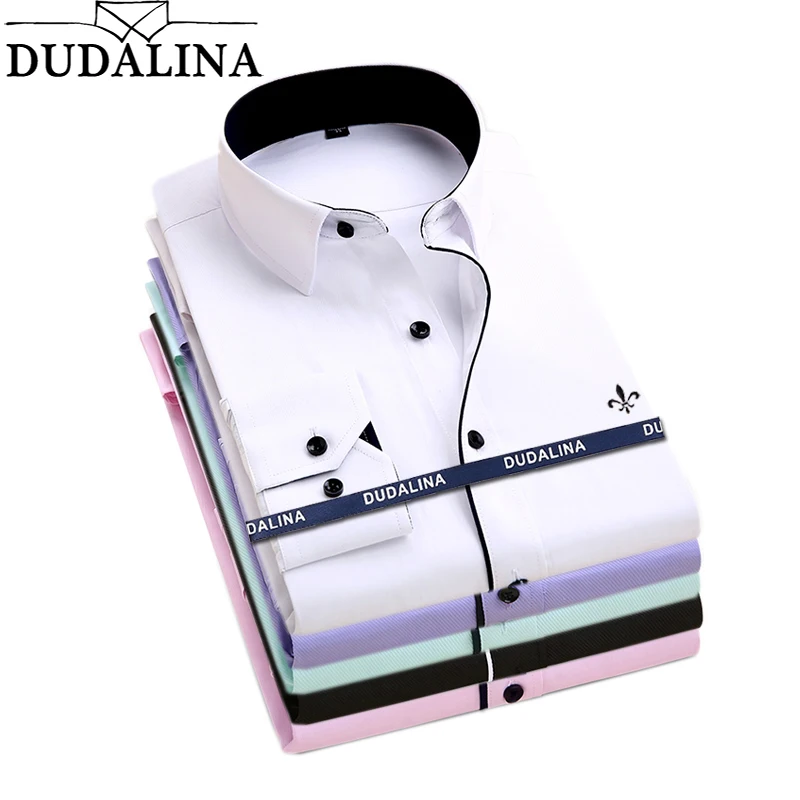 Dudalina Camisa мужские рубашки с длинным рукавом, мужская рубашка, брендовая одежда, повседневная Облегающая рубашка, мужская рубашка в полоску