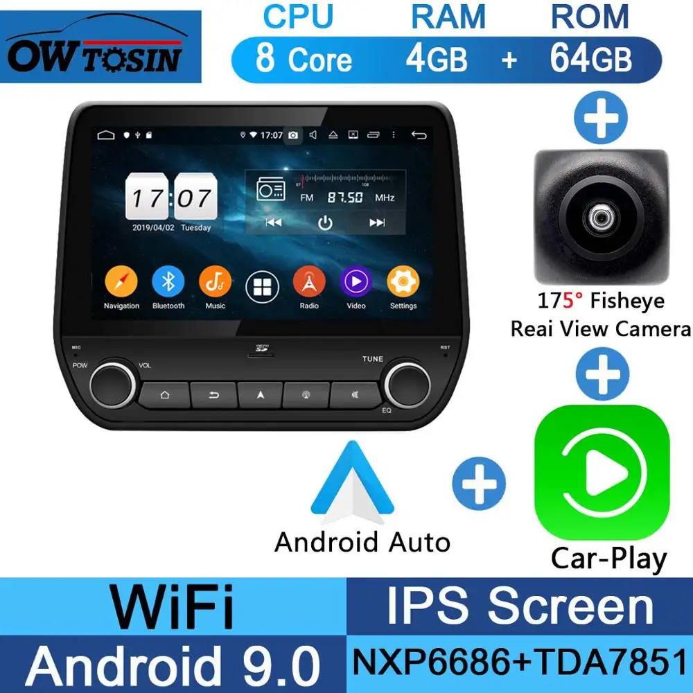 Fisheye Carplay n A " ips Android 9,0 Восьмиядерный 4 Гб ОЗУ+ 64 Гб ПЗУ автомобильный dvd-плеер мультимедиа для Ford EcoSport Fiesta радио gps Parrot BT - Цвет: Fisheye Carplay n A