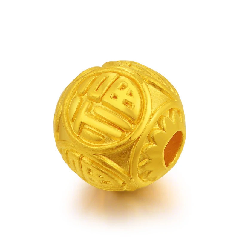 

New Arrival Pure 24K Yellow Gold Bracelet Women 3D 999 Gold Fu Bracelet