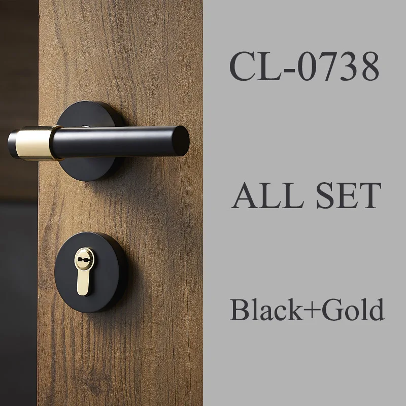 Black and Gold 1 комплект латунный дверной замок черный золотой/черный ручки для межкомнатных дверей Минималистичная гладкая ручка мебель дверной замок набор/замок-сплит JF1951 - Цвет: Black and Gold