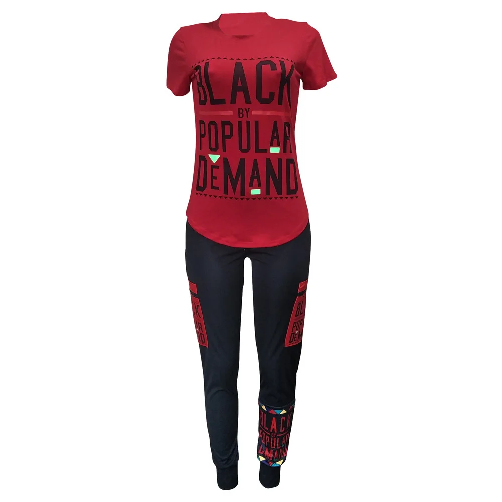 

Drop Shipping Streetwear Letter Print Tracksuit 2 Piece Outfits Casual T Shirt + Joggers Pants Plus Size Tracksuit Set 2021 Hot