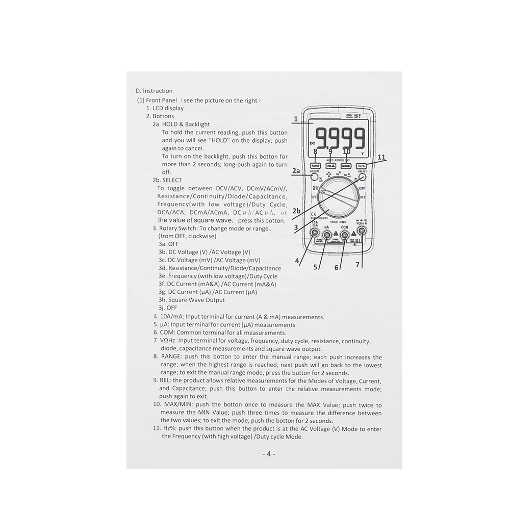 RM301 Цифровой мультиметр 8000 отсчетов портативный Аккумуляторный привод AC/DC напряжение многофункциональный Амперметр Температура Емкость Тестер