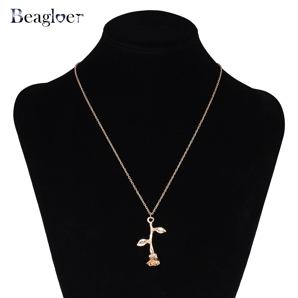 Beagloer Bijoux Femme колье Золотая Роза заявление Цепочки и ожерелья Для женщин макси
