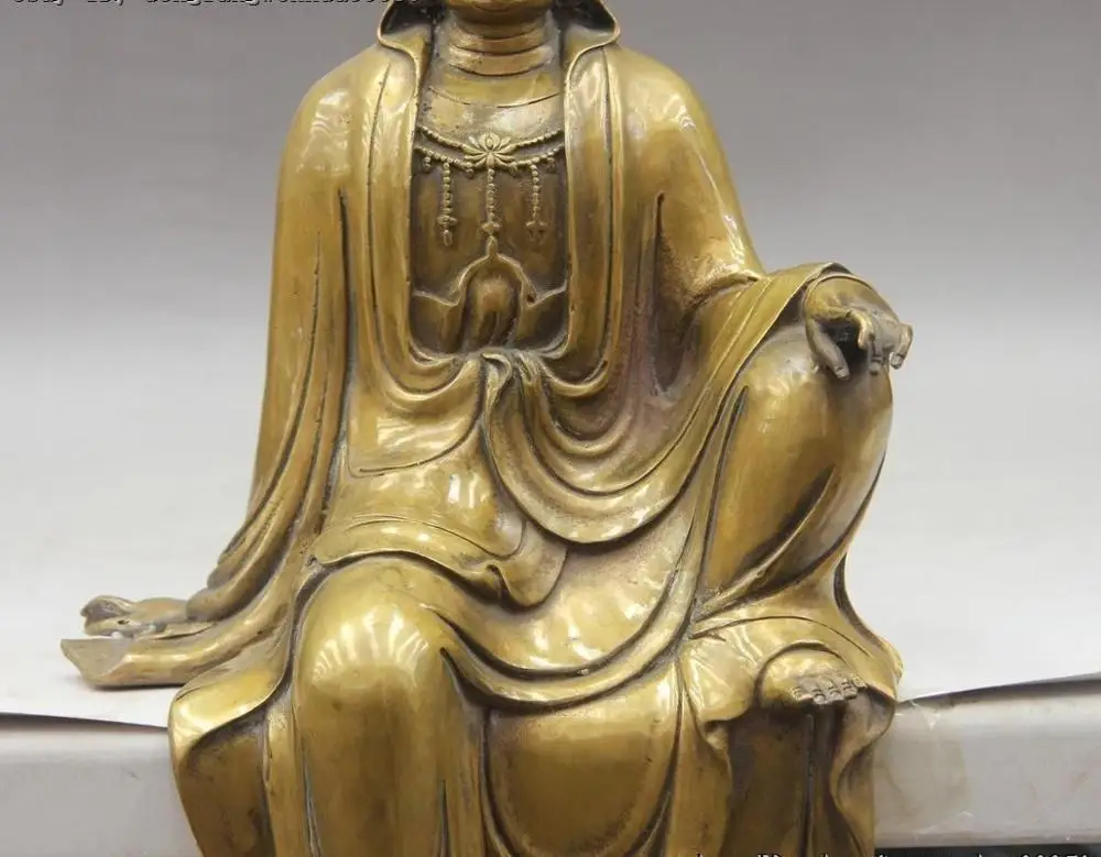 Тибетский храм буддизм латунь Kwan-Yin Guanyin Quan Yin статуя бодхисаттвы богиня | Дом и сад