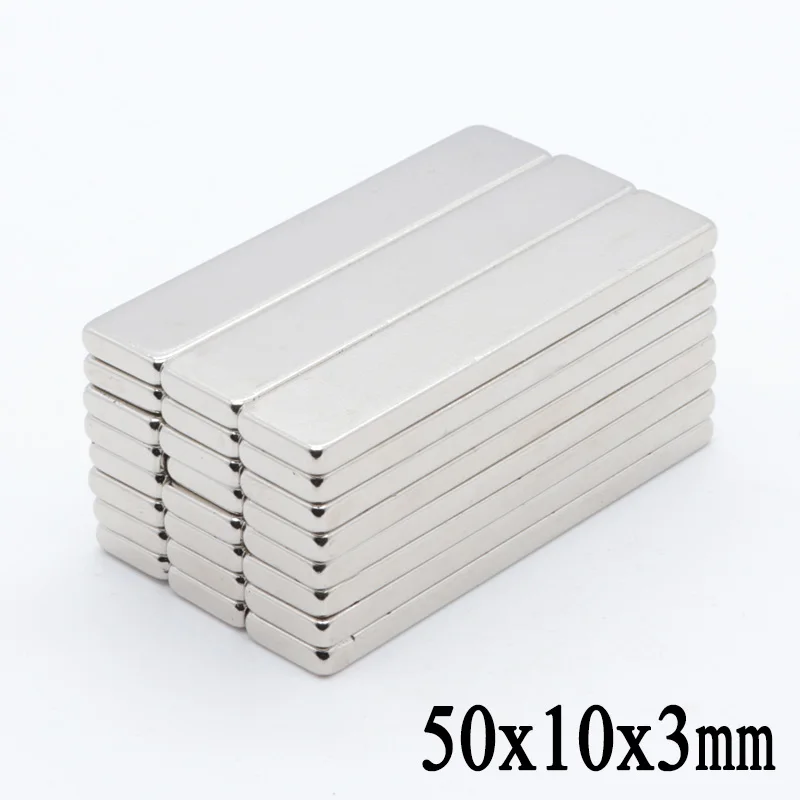 20 штук 50x10x3 мм очень крепкий блок мощные неодимовые магниты 50*10*3 редкоземельных магнитов N35 магнит