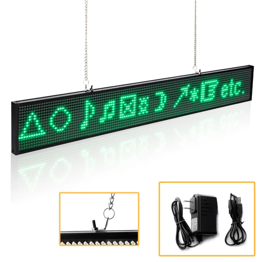 20 дюймов P5 SMD светодиодный модуль Программируемый Прокрутка сообщение крытый магазин светодиодный дисплей доска с металлической цепочкой, зеленая информация