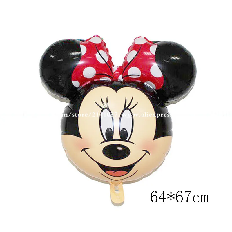 64x67 Minnie Head1 1 шт. с Микки Маусом Мышь Фольга воздушные шары День рождения Минни Маус, милая Минни головы воздушные шары Свадебный декор классические игрушки, принадлежности для вечеринок - Цвет: 64x67 Minnie Head1