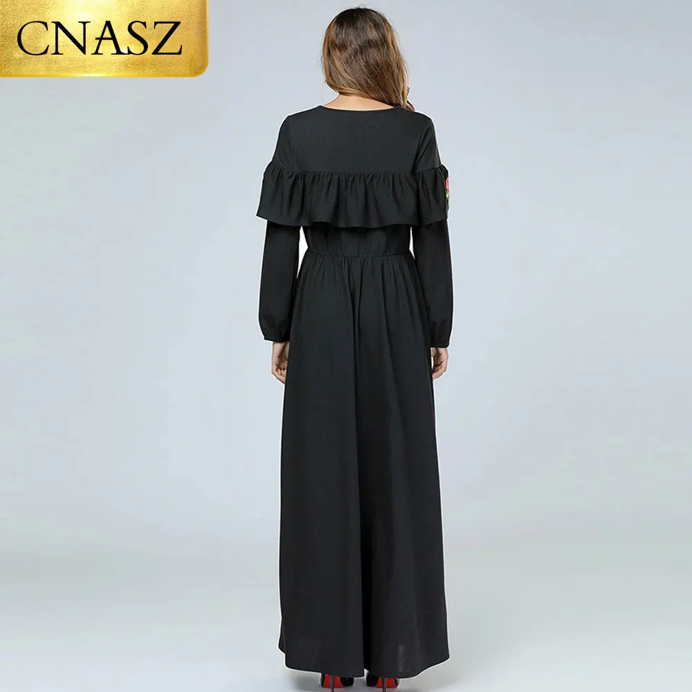 2018 г. Кафтан UAE Abaya джинсовый хиджаб с вышивкой в Дубае мусульманское платье для