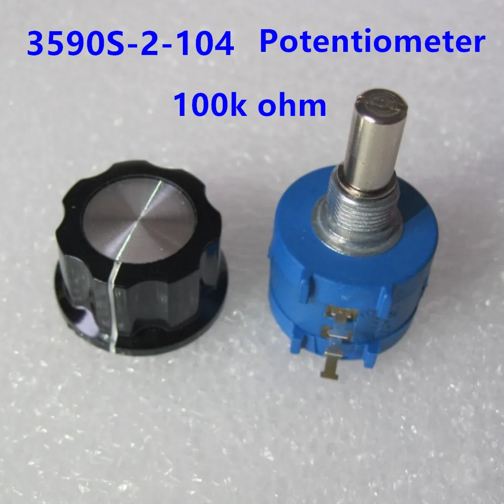

1pc 3590S-2-104L 3590S 100K ohm Precision Multiturn Potentiometer switch 10 Ring Adjustable Resistor Add the A03 knob