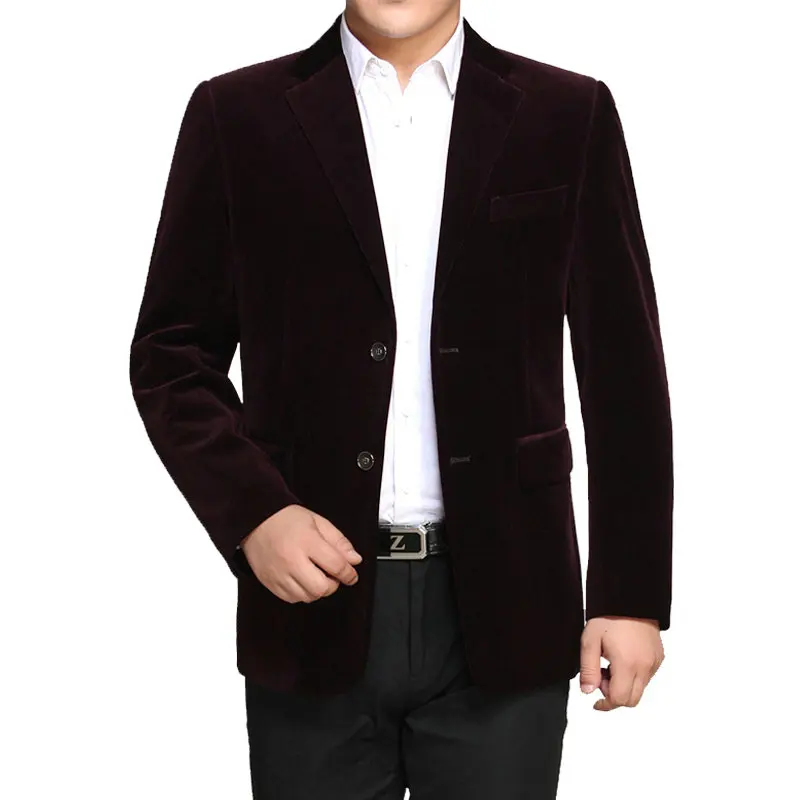 wine red blazer WAEOLSA, мужские полосатые бархатные блейзеры, элегантные одноцветные пальто, мужской шерстяной Блейзер, Hombre, вельветовый костюм, мужские куртки, красный, темно-синий - Цвет: wine red blazer