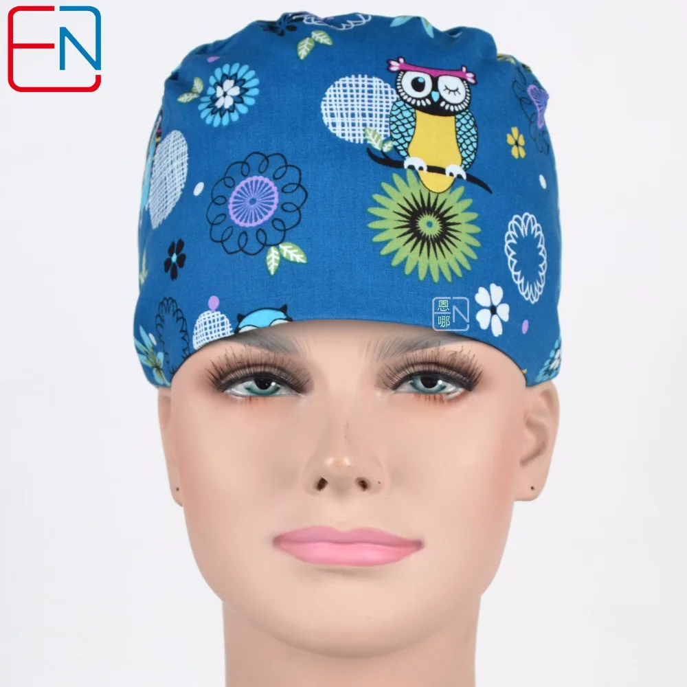 

top quality blue scrub caps ,scrub caps in 100% cotton with night olws