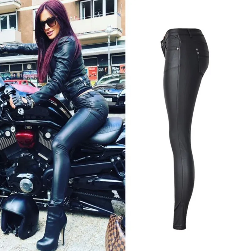 Пикантные джинсовые брюки с покрытием из искусственной кожи женские джинсы