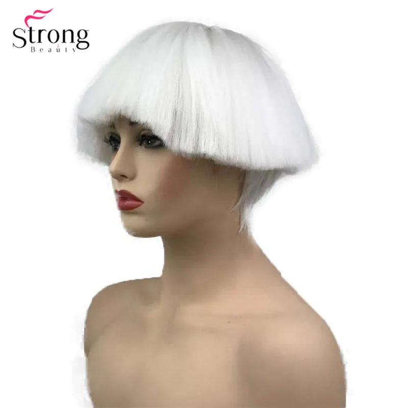 StrongBeauty короткий боб синтетический парик Shroom прическа красная чаша стрижка красные черные светлые белые парики - Цвет: 1001