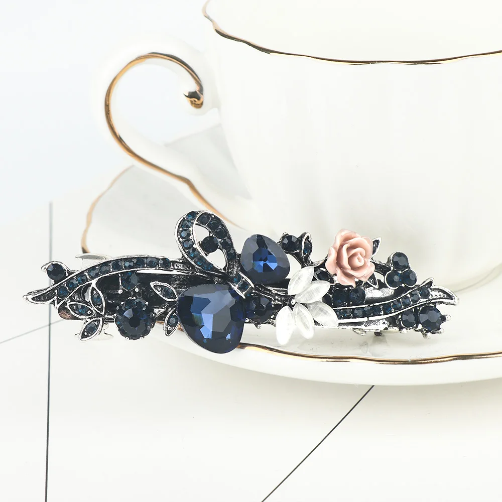 Женские заколки для волос с синими кристаллами стразы Элегантные Заколки