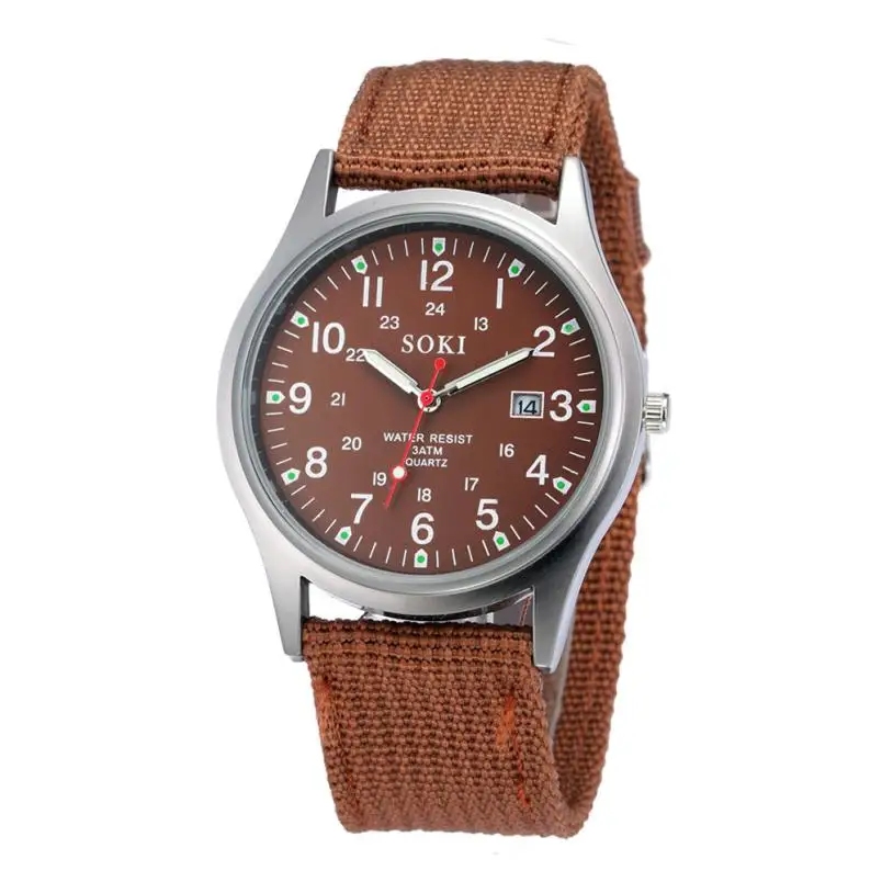 

Military Army Men's Date Canvas Band Stainless Steel Sport Quartz Wrist Watch black green boy color bracelet creative clock A60