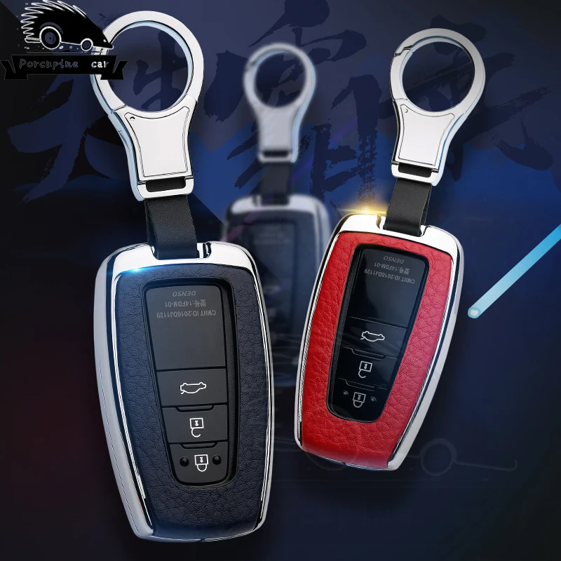 

Zinc Alloy Leather Fob Case Cover Car Key for Toyota Camry Prius C-HR CHR 2016-2018 Prado 2 3 Keyless Remote Buttons