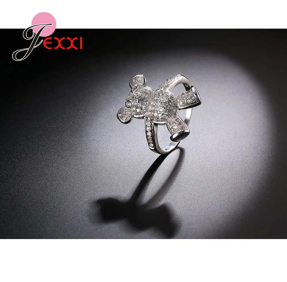 Стразы с милым медведем для женщин вечерние клуба модное кольцо на палец штамп