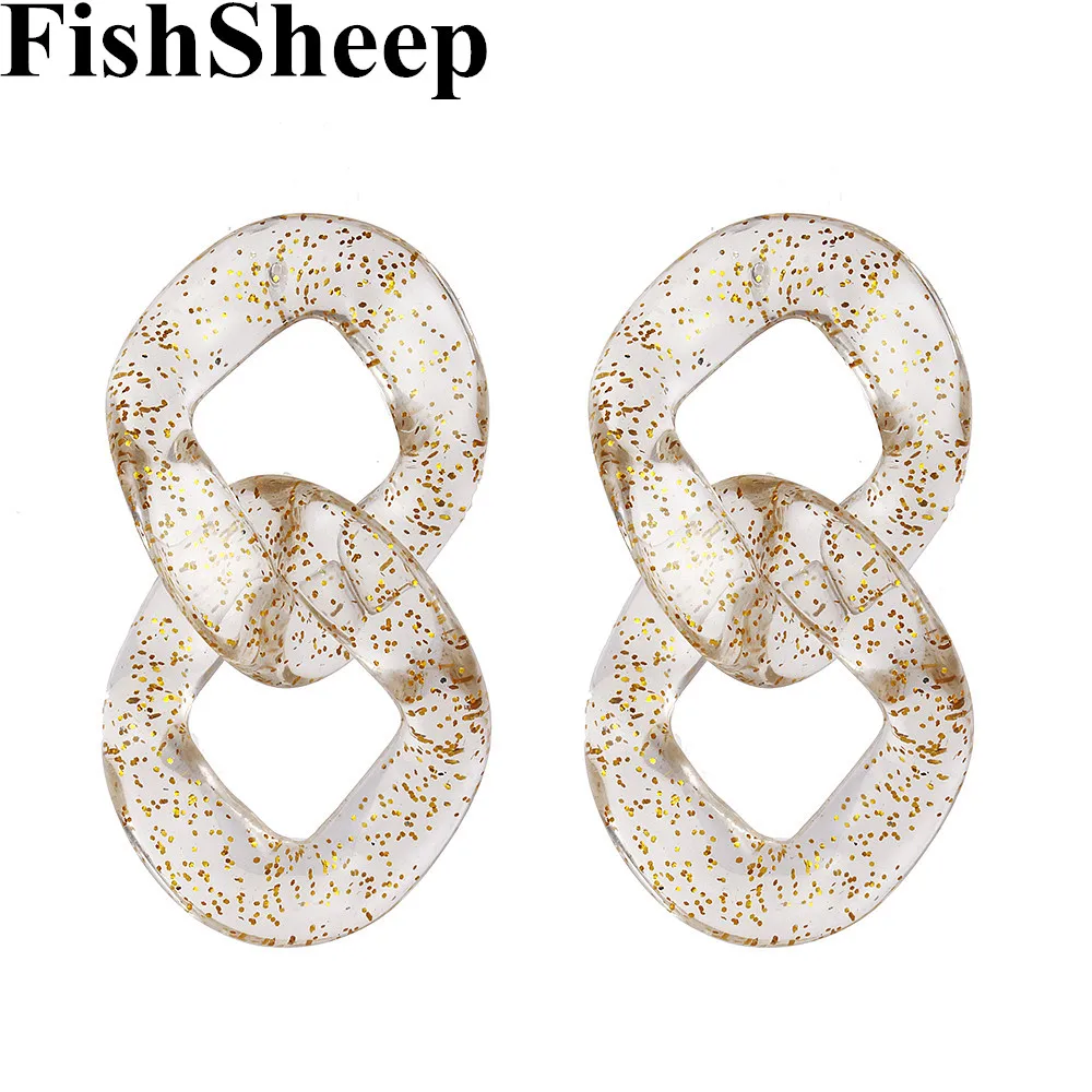 Женские акриловые серьги FishSheep круглые капельки из золотистой фольги прозрачные
