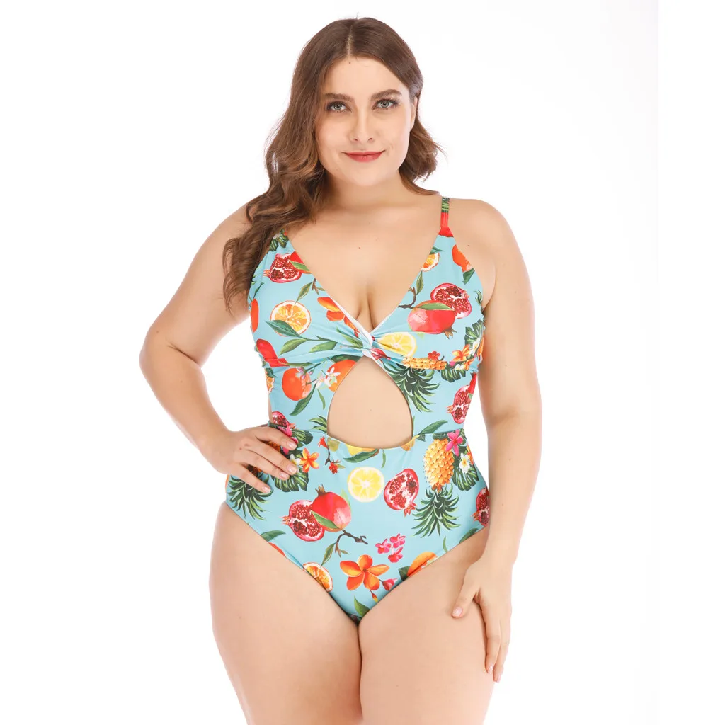 Женский купальник с высокой талией maillot de bain фруктовым принтом пуш ап цельное