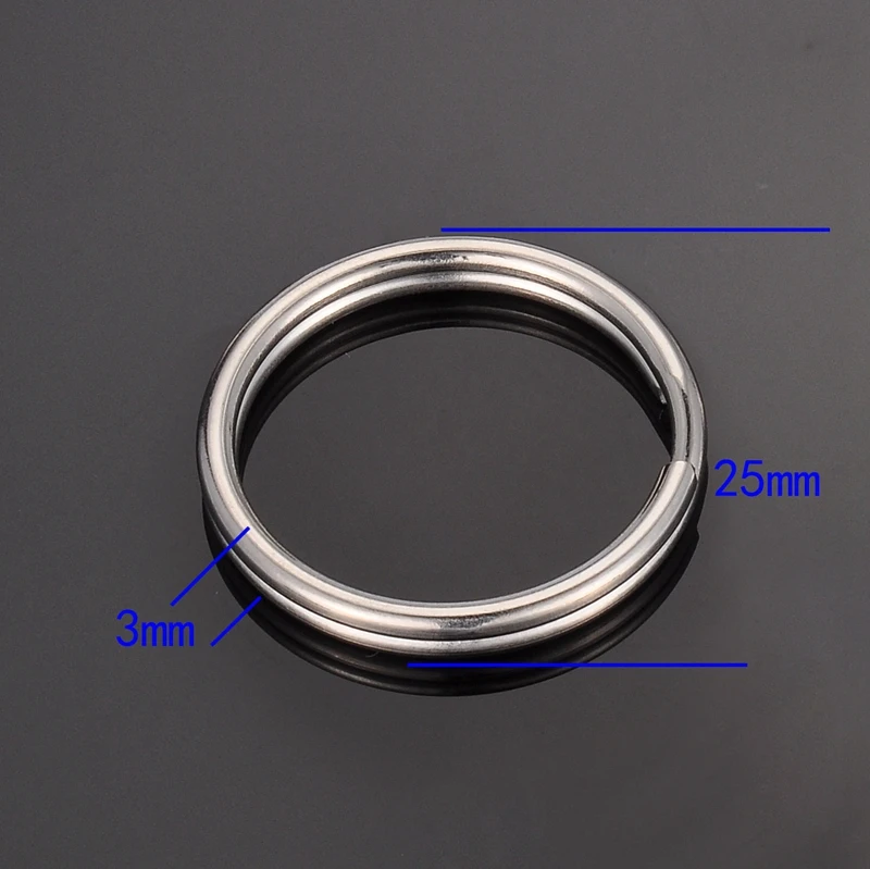 25x3mm 10pcs 10 шт./лот, 15 мм, 20 мм, 25 мм, нержавеющая сталь, отверстие, брелок для ключей, родиевое покрытие, Круглый раздельный брелок - Цвет: 25x3mm 10pcs