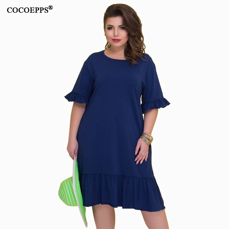 Платье-футболка женское с оборками прямая Повседневная Свободная пляжная одежда