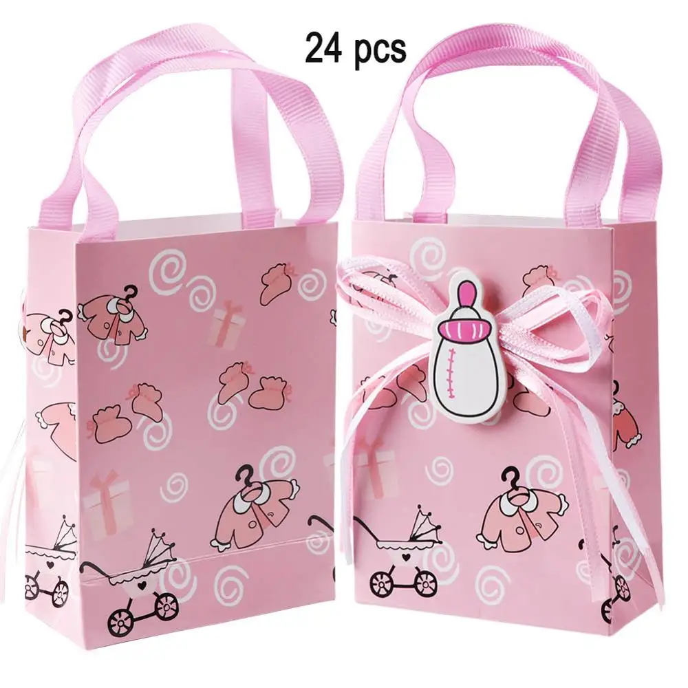 24pcs bags Теплая розовая юбка из тюля для вечеринки на день рождения; Подарочная коробка из крафт-бумаги; вечерние подарки для гостей; украшение стола для крещения ребенка - Цвет: 24pcs bags
