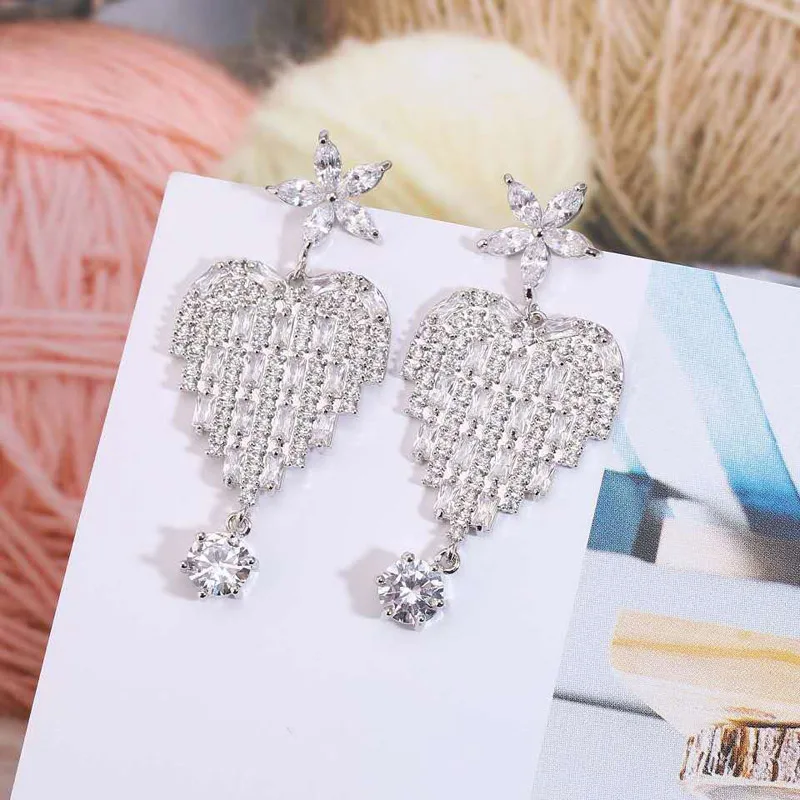 

Be 8 New Arrival Drop Earrings Love Heart Long Dangle Earrings for Women Fashion Style Flower Design Party Wedding Jewelry E698