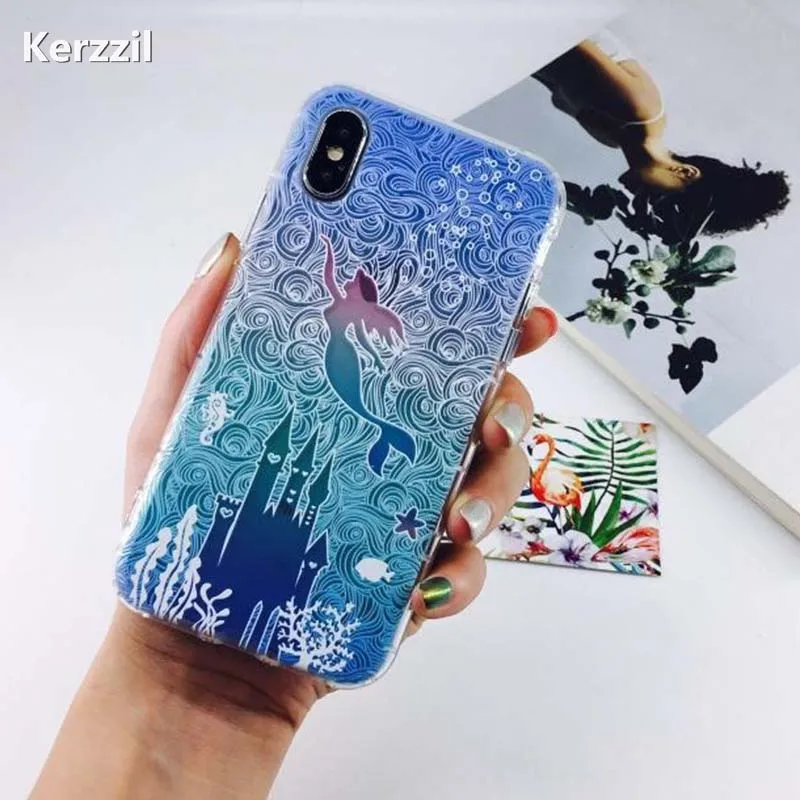 Чехол для телефона с изображением принцессы русалки Kerzzil чехол iPhone 8 6 7 6s plus iphone X