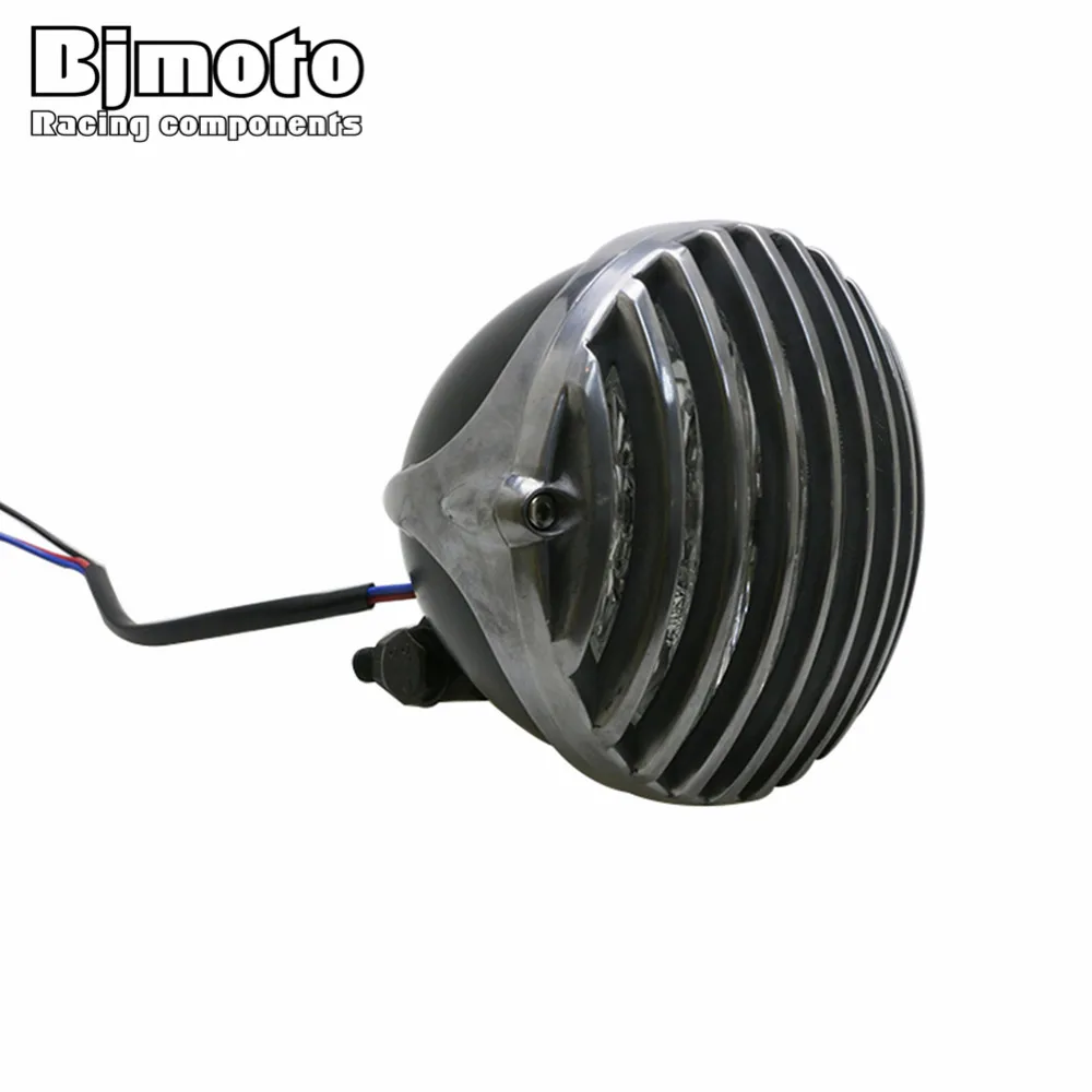 Винтажная алюминиевая мотоциклетная фара BJMOTO в старинном стиле с зубчатым