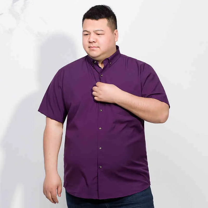 Plus size 8XL 7XL 2018 Summer Cotton Men Short Sleeve Shirts Solid Business Working Wear Casual Male Shirt Oxford | Мужская одежда