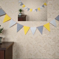 good quality 4m 12 flags yellow grey white felt pennants bunting banner birthday party flags hang garland decoration supplies