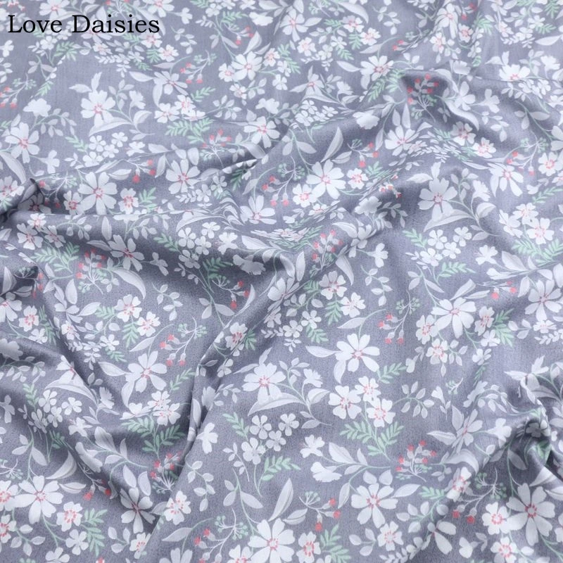 100% хлопок ширина см темно серый белый маленький красный цветок саржевая ткань