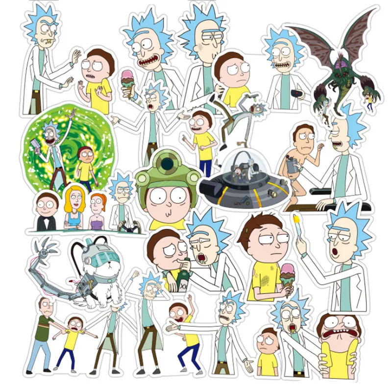 Наклейка s Rick and Morty 45 шт./компл. ПВХ Фильм аниме наклейка скутер компьютер