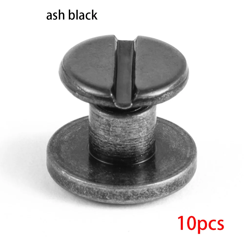 ash black 10 комплектов 10 мм одноцветные заклепки для ногтей двойной ремень с плоской головкой/ремень с заклепками для багажа кожа металл ремесло медь Кожа аксессуары - Цвет: ash black