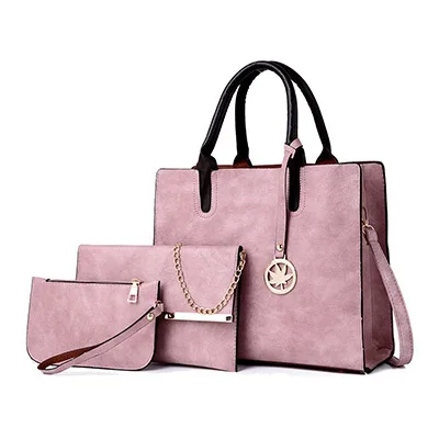pink 3 шт./компл. Для женщин кожа Сумки роскошные дизайнерские кошельки и Сумки женские кожаные сумки на плечо Повседневное Tote композитный мешок - Цвет: pink
